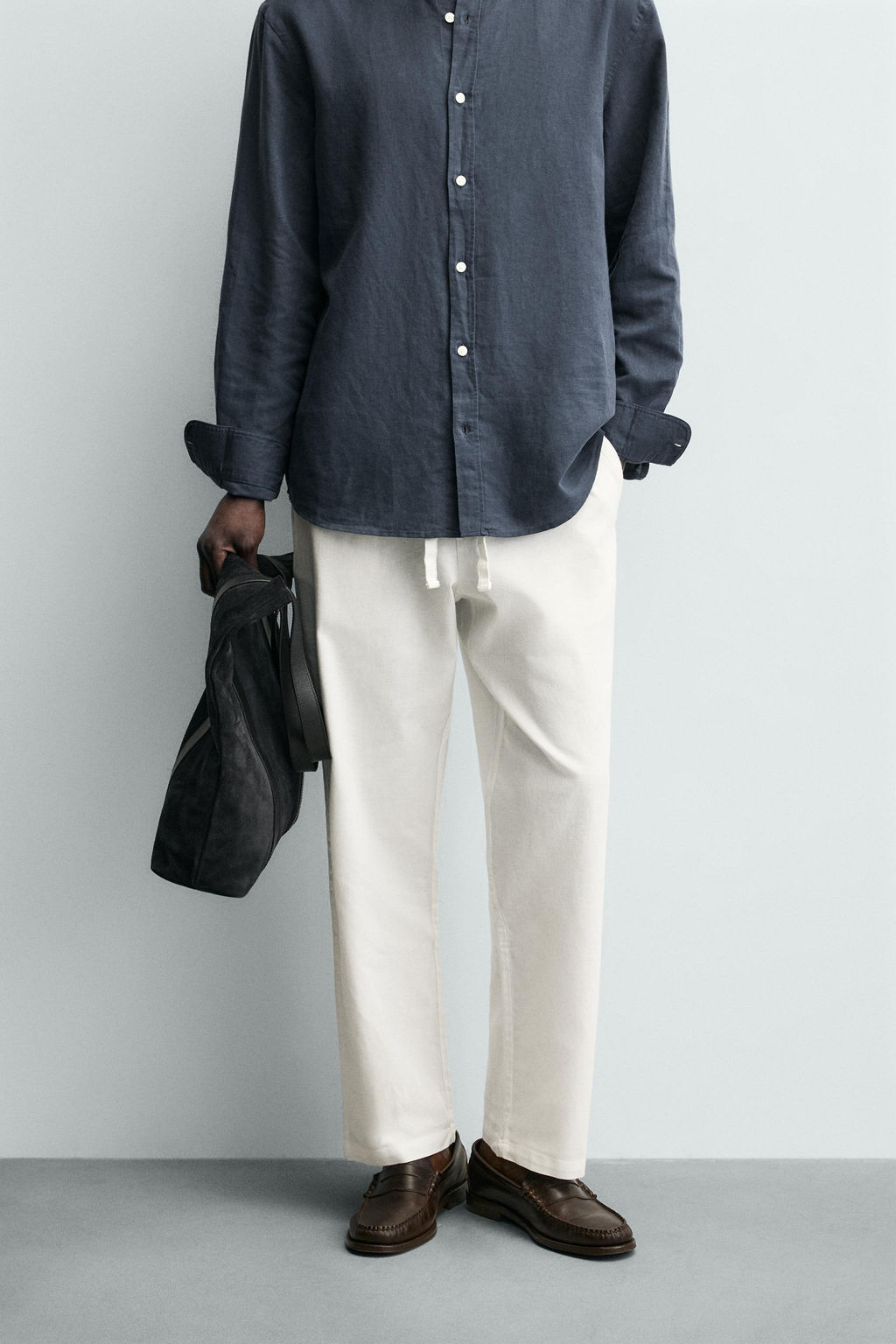 PANTAL?N RELAXED FIT ALGOD?N - LINO / Blanco roto - Zara фото 2