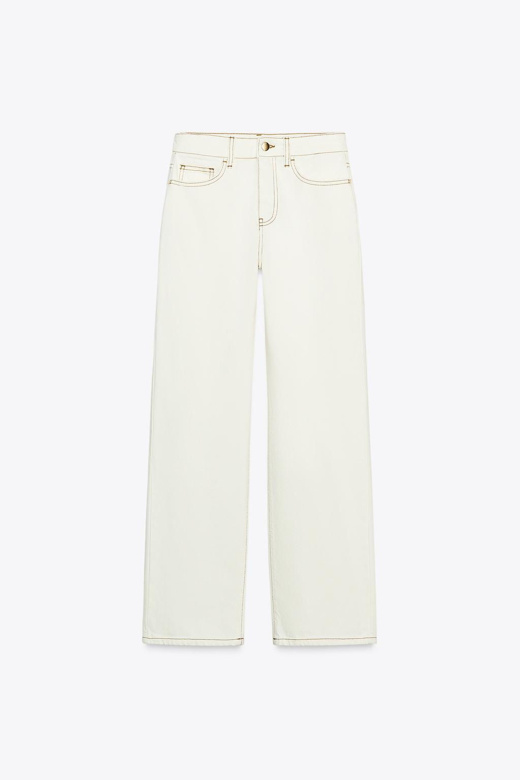 Z1975 HIGH-WAIST SLIM FIT JEANS WITH CONTRAST STITCHING - Zara фото 4