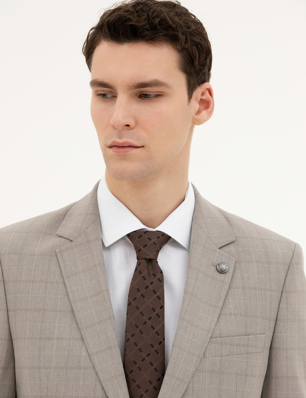 A__k Kahverengi Slim Fit Tak_m Elbise