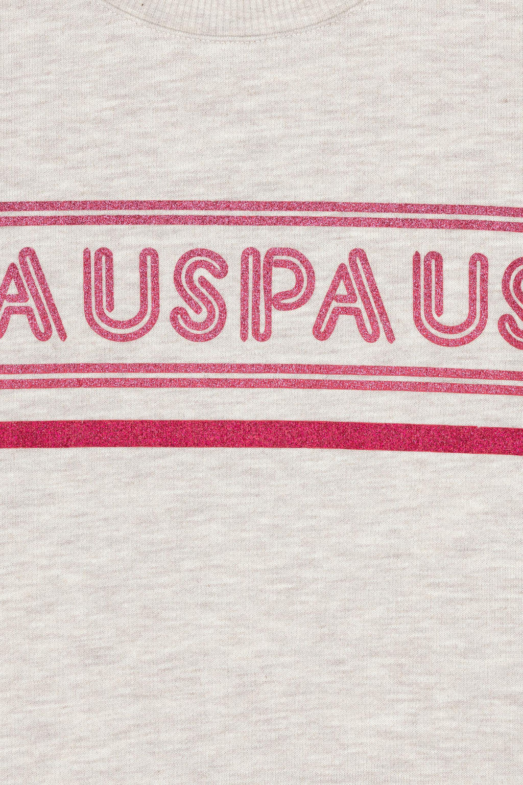 Бежевая меланжевая толстовка для девочек с круглым вырезом - U.s. polo assn фото 9