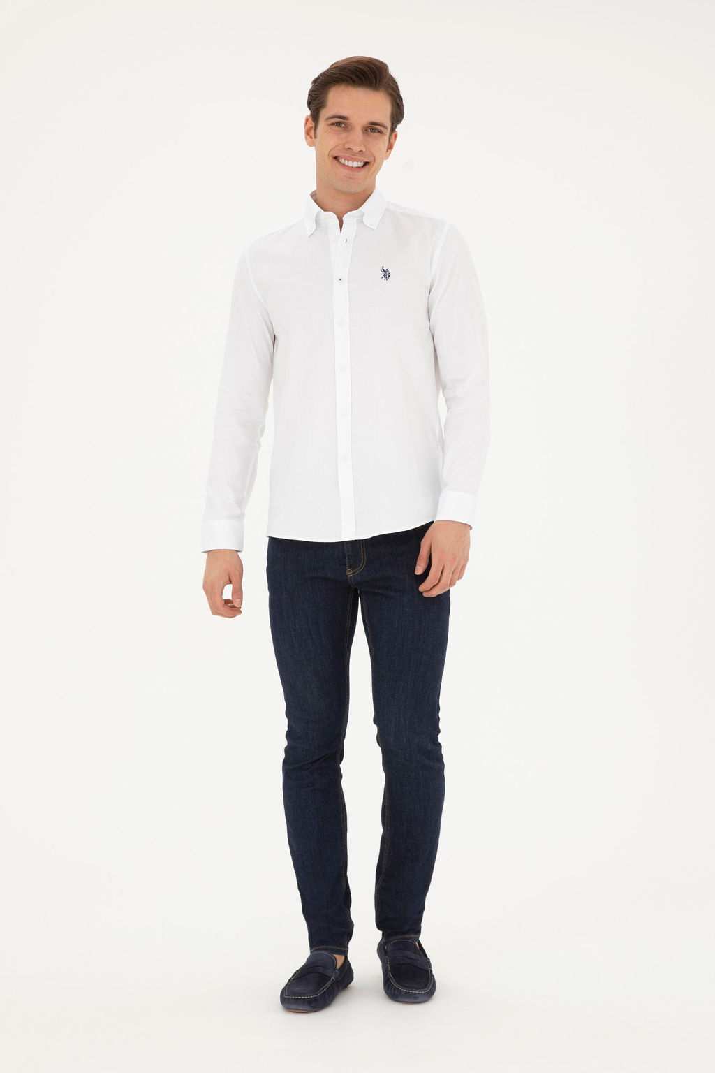 Мужская белая базовая рубашка с длинным рукавом - U.s. polo assn фото 4