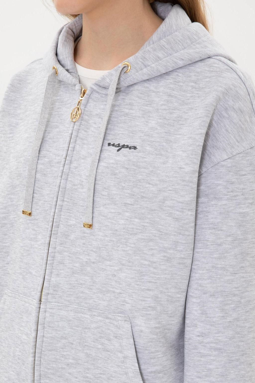 Kad_n A__k Gri Sweatshirt Sepette S_rpriz _ndirim - U.s. polo assn фото 7