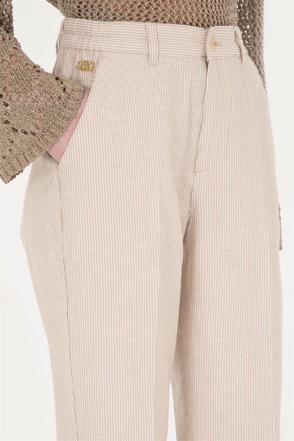 Женские брюки песочного цвета из парусины - U.s. polo assn фото 6