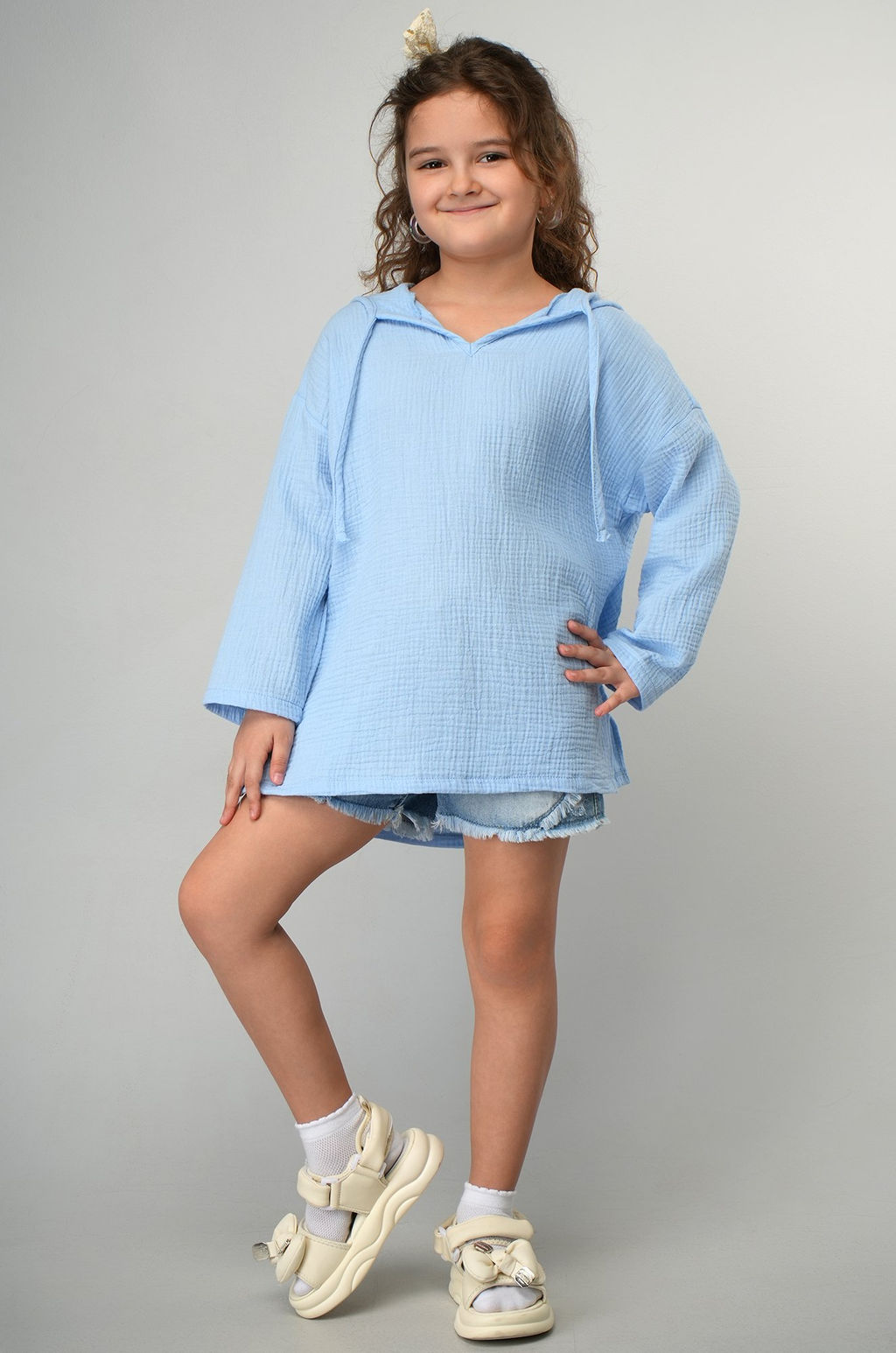 Детская хлопковая пляжная туника из муслина Happyfox