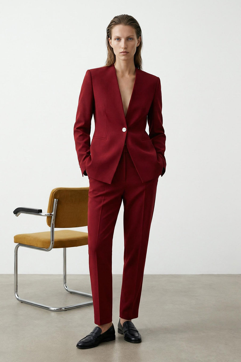 Bordo Fitted/Vucuda Oturan Tek Dugmeli Dokuma Blazer Ceket TWOAW26BC00066 - Trendyolmilla фото 5