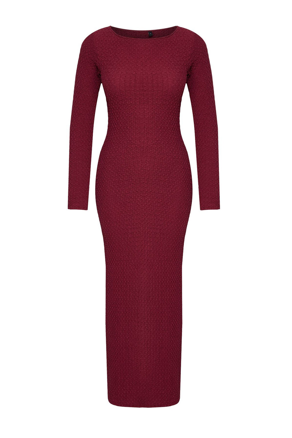 TRENDYOLMILLA Bordo Duz Dokulu Fitted/Vucuda Oturan Maxi Orme Elbise TWOAW25EL00097  фото 14