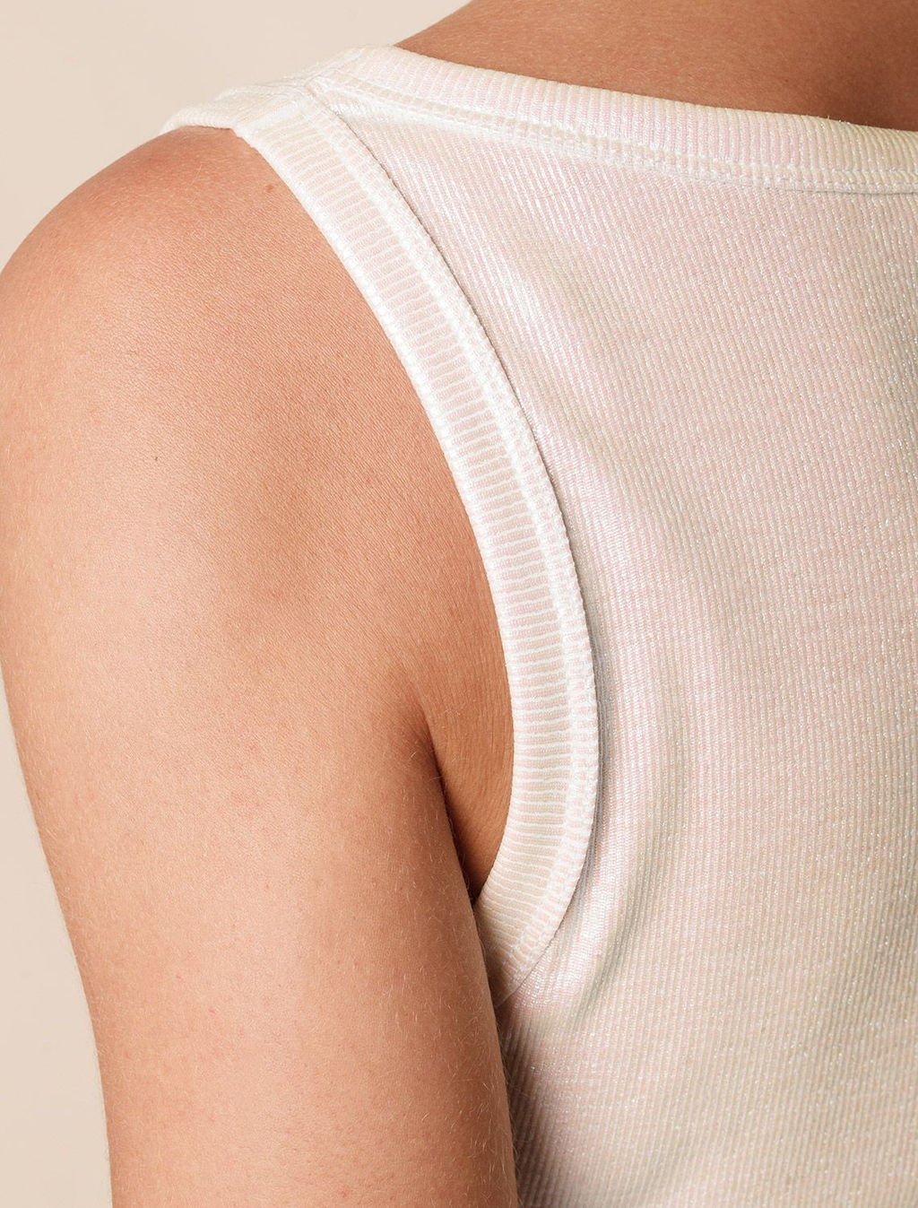 Топ в рубчик с широкими лямками с матовым покрытием металлик из хлопка с эластаном - Vilatte фото 6