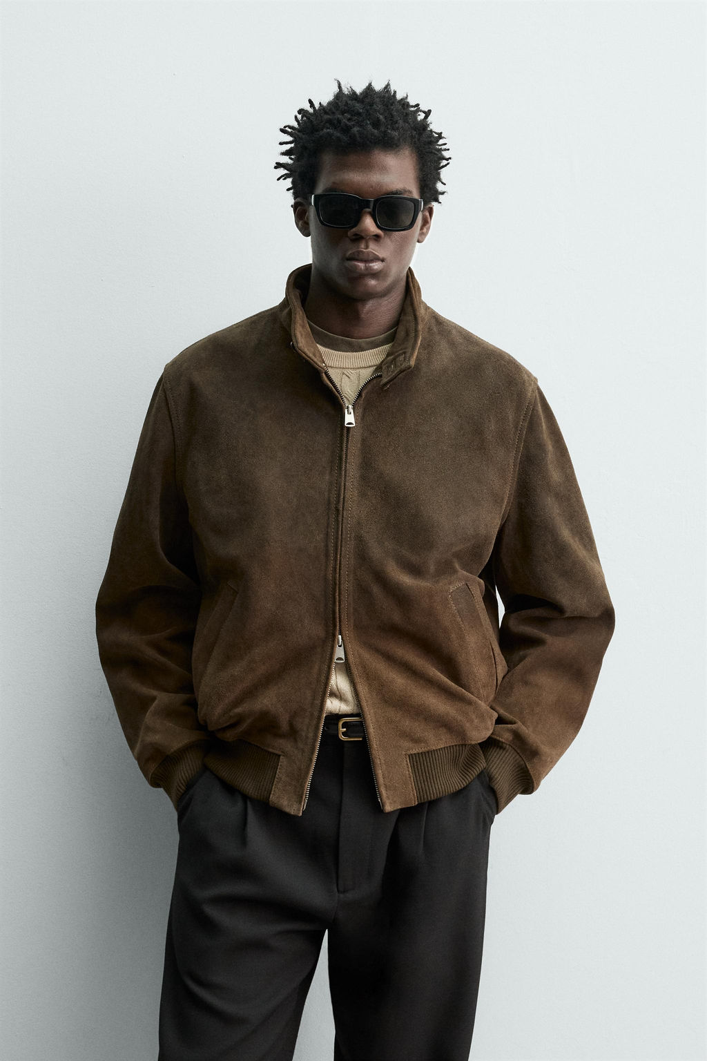 REGULAR FIT LEATHER SUEDE JACKET - Zara фото 10