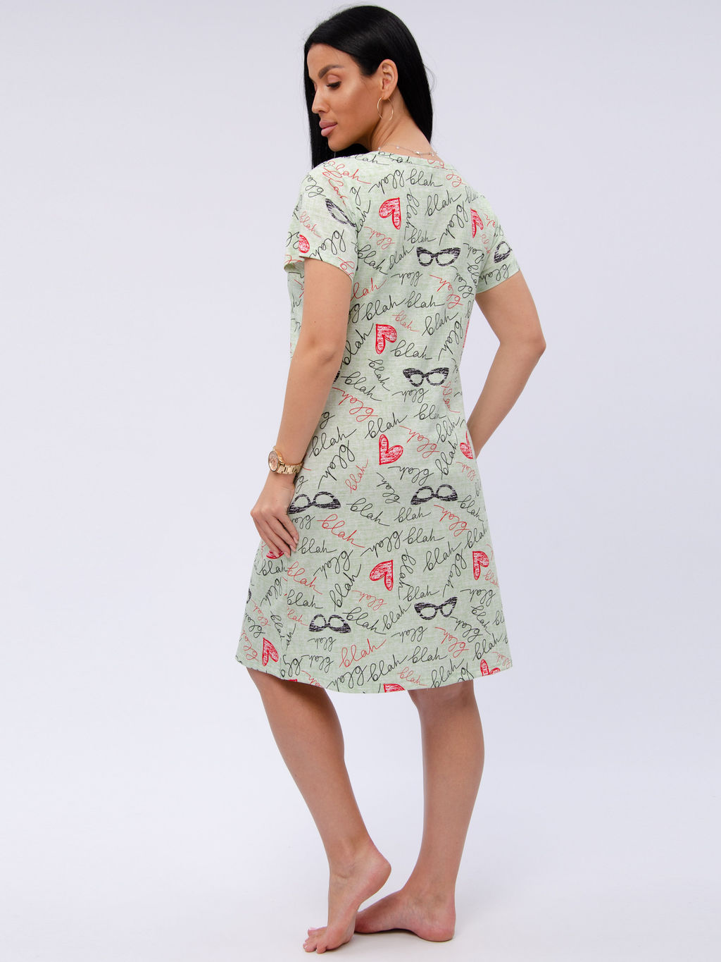 Халат Красотка 12 надписи, трикотаж - Малина фото 4