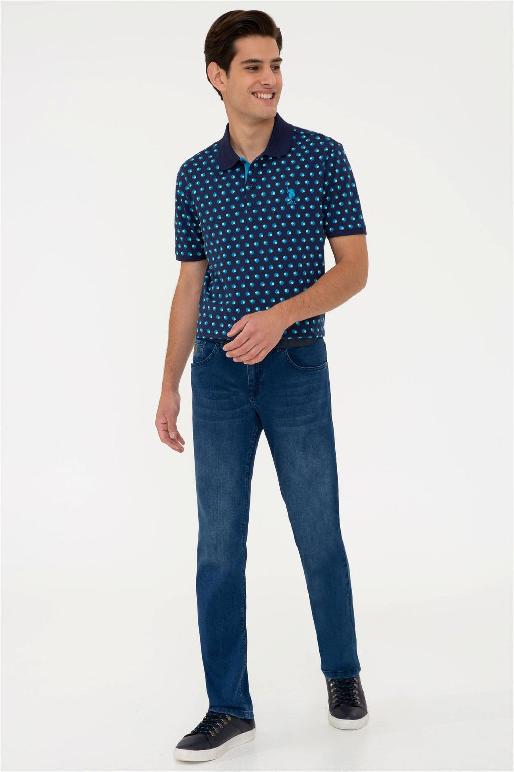 Мужская темно-синяя футболка с воротником-поло - U.s. polo assn фото 4