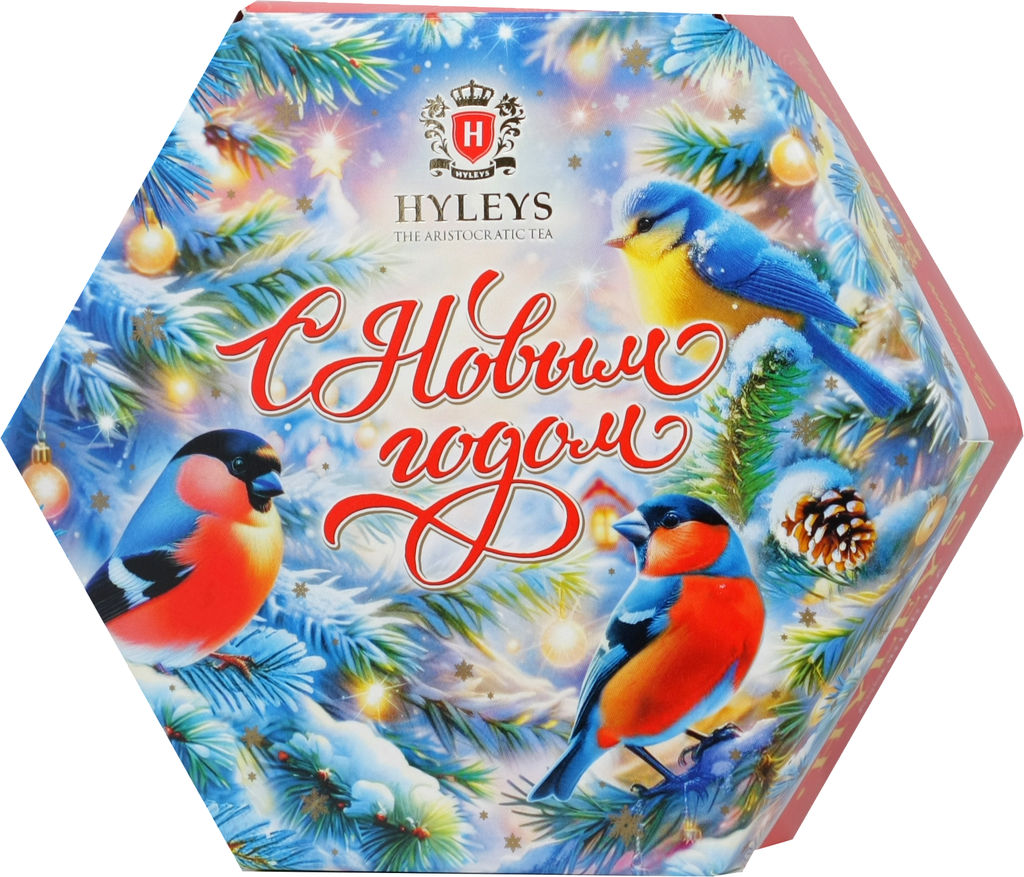 HYLEYS. Новый год. Шестигранник Снегири карт.упаковка, 36 пак.