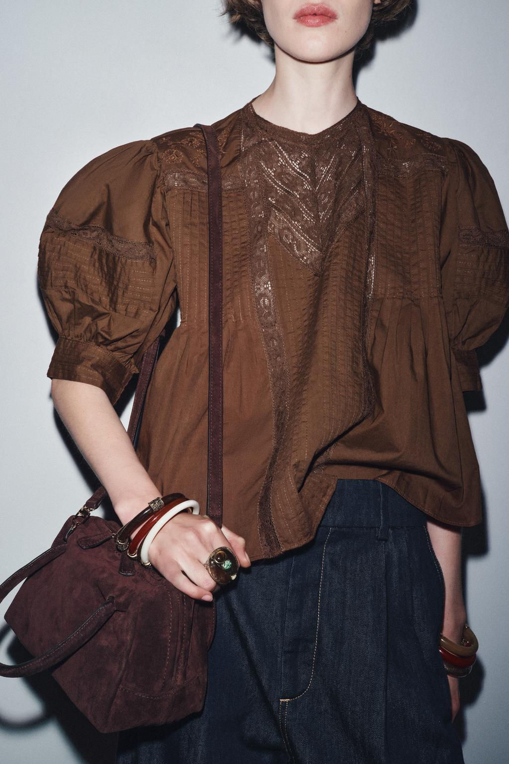 ZW COLLECTION LACE BLOUSE - Zara фото 4
