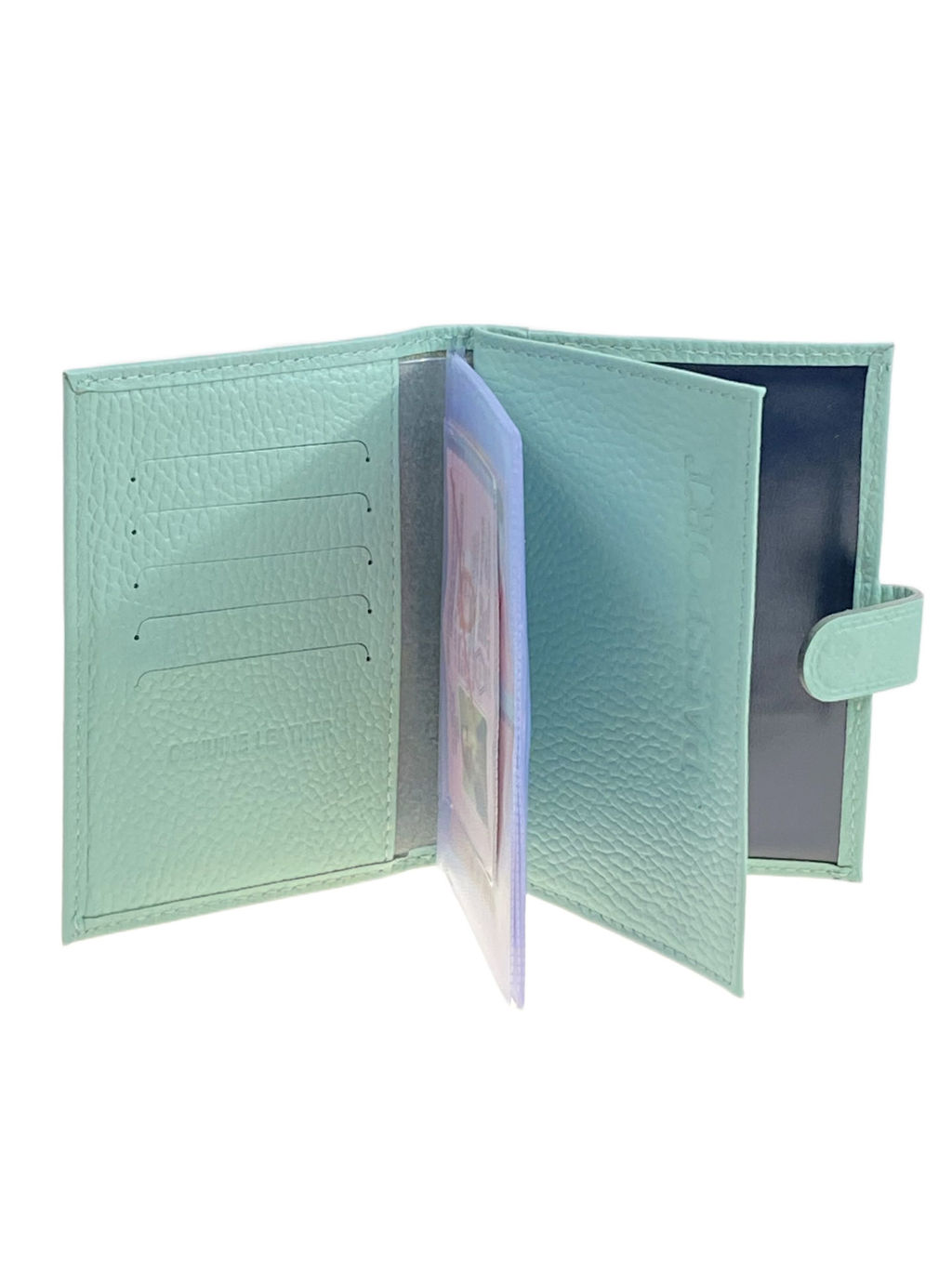 Обложка для паспорта и автодокументов из натуральной кожи, цвет светло зеленый - Greta фото 2
