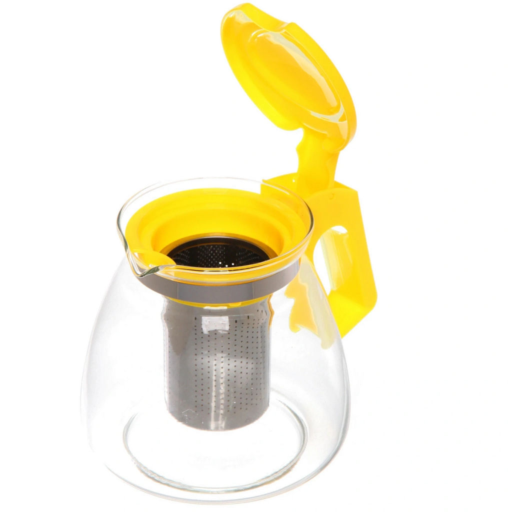 Чайник заварочный стеклянный 1100мл "Ассорти", микс цветов