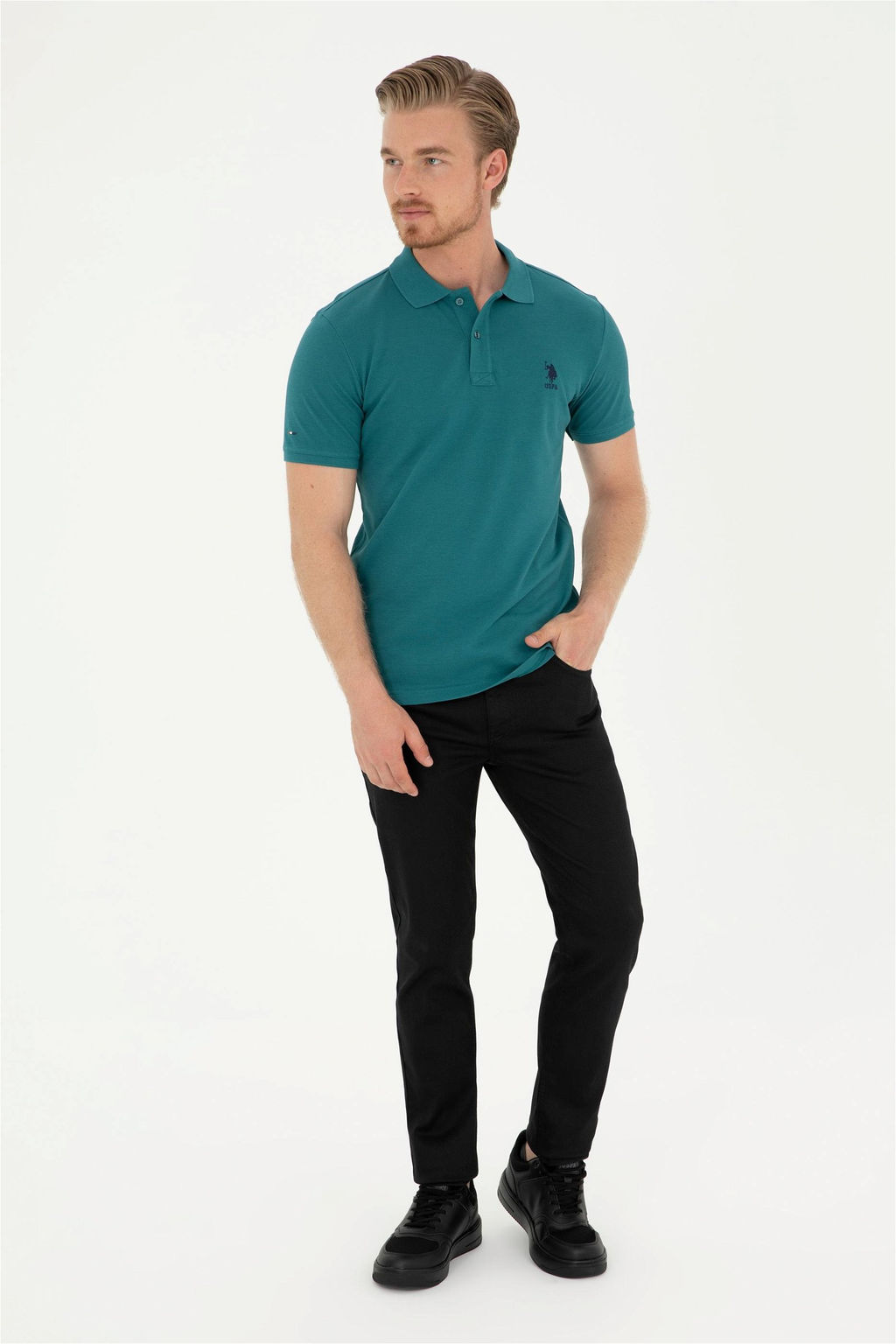 U. S. Polo Assn / Мужская темно-зеленая базовая футболка - U.s. polo assn фото 4