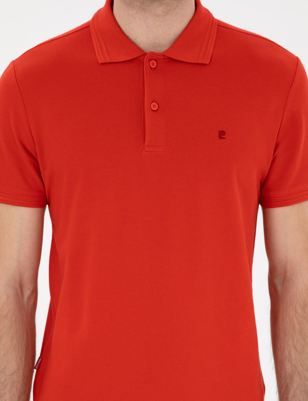 K_rm_z_ Slim Fit %100 Pamuk Polo Yaka Basic Ti__rt
