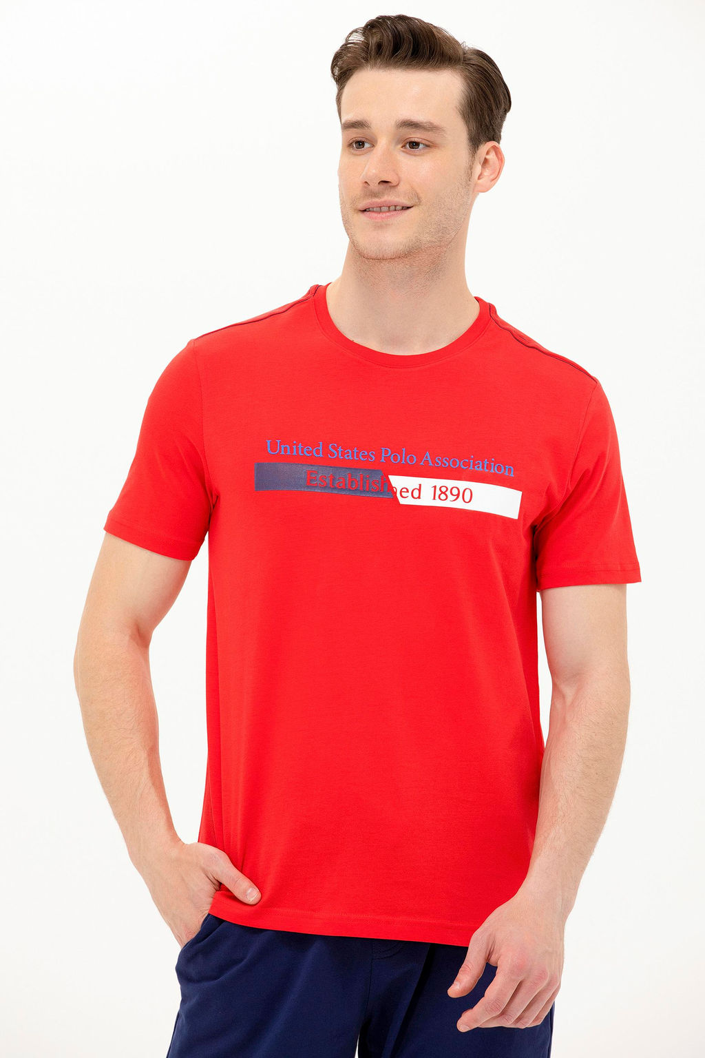Мужская красная футболка с круглым вырезом - U.s. polo assn фото 4