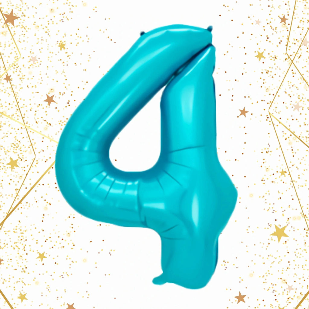 Шар фольгированный 32/81см "Цифра "4" (голубой)