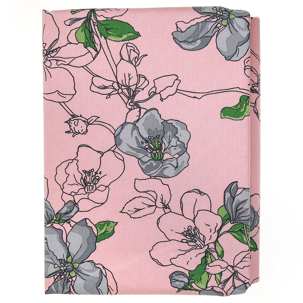 Постельное белье, комплект 1,5 спальный Цветы сакуры пудровый/серый, 4 предмета: пододеяльник на пуговицах 145х215см, простыня классическая 150х220см, 2 наволочки 70х70см с клапаном-запахом, бязь Комфорт 121г/м2, хлопок 100%, упаковка классическ - Домашняя мода фото 3