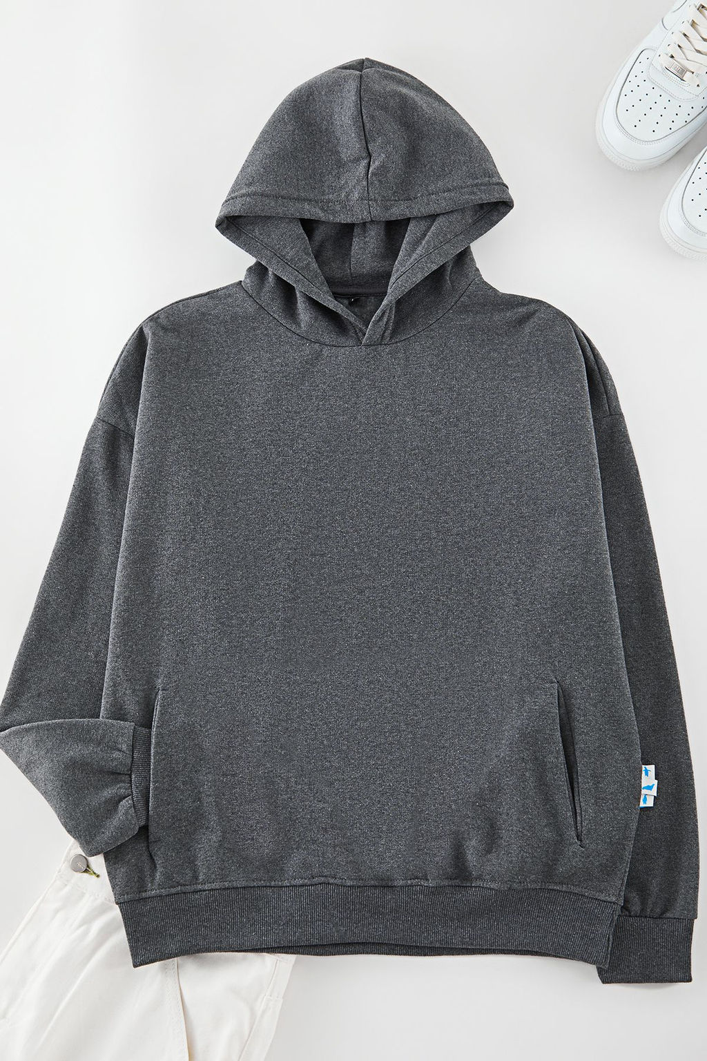 TRENDYOL MAN Indigo Oversize/Genis Kesim Ici Polarl? Kapusonlu Sweatshirt TMNAW25SW00115 - Trendyolmilla фото 2