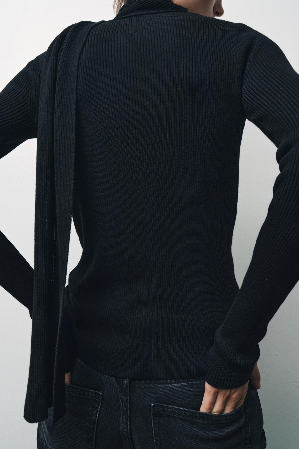 RIB KNIT CARDIGAN WITH SCARF - Zara фото 3