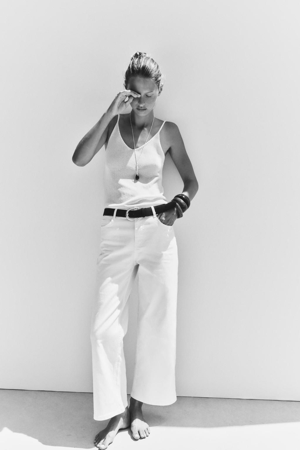 Z1975 HIGH-WAIST BELTED CULOTTES JEANS - Zara фото 6