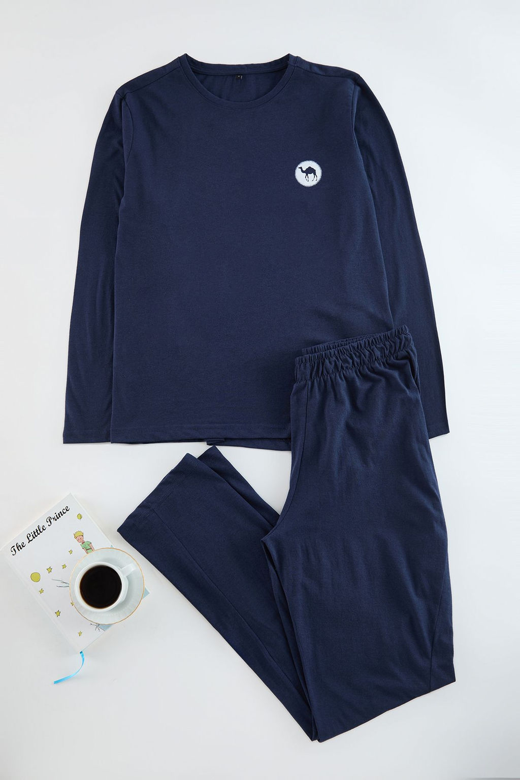 TRENDYOL MAN Lacivert Regular Fit Deve Bask?l? Orme Pijama Tak?m? TMNAW25PT00013 - Trendyolmilla фото 5