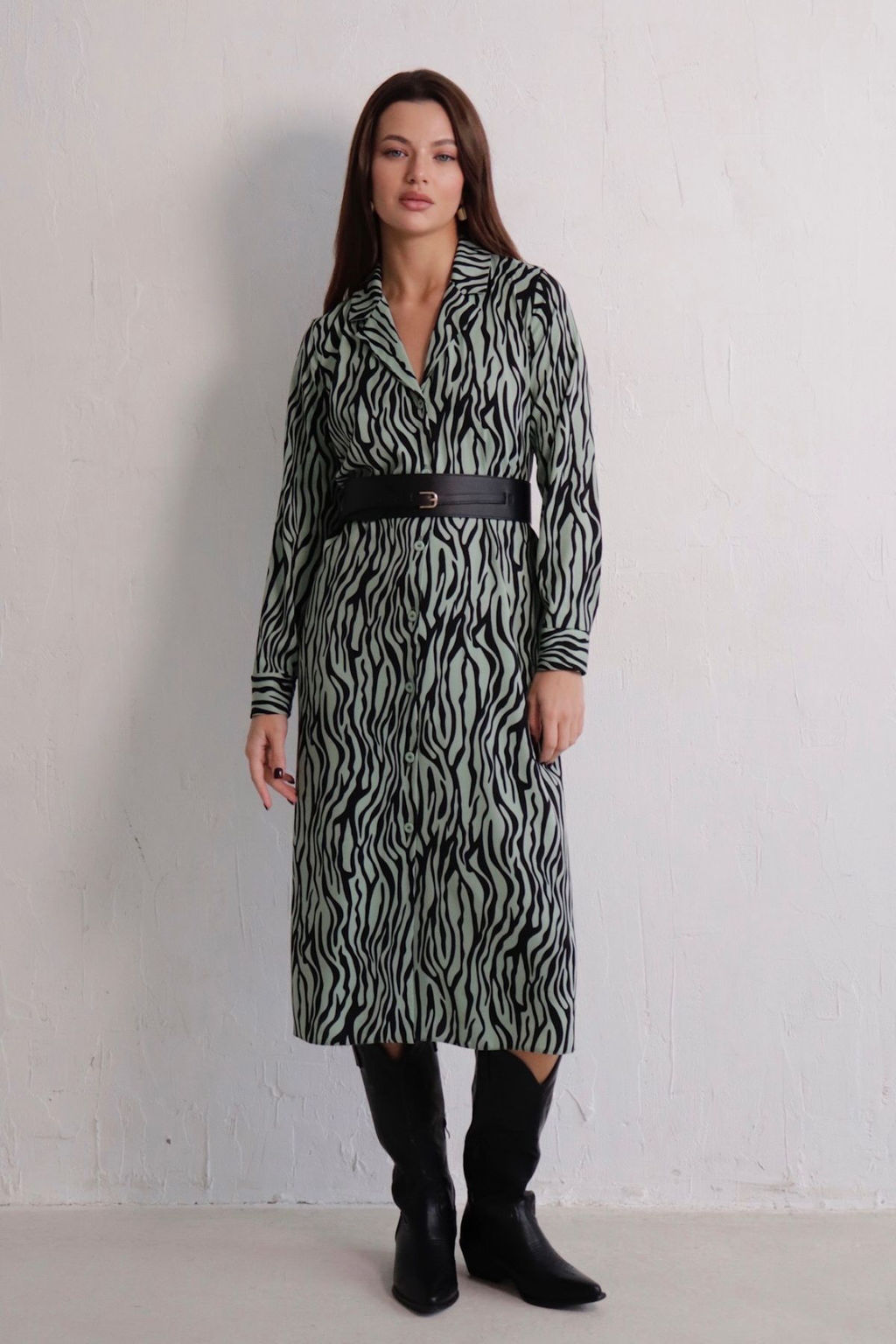 Платье-рубашка с английским воротником принт - Martichelli фото 244