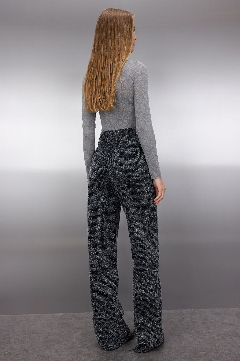 Siyah Dokulu Yuksek Bel Wide Leg Jeans TWOSS25JE00149 - Trendyolmilla фото 4