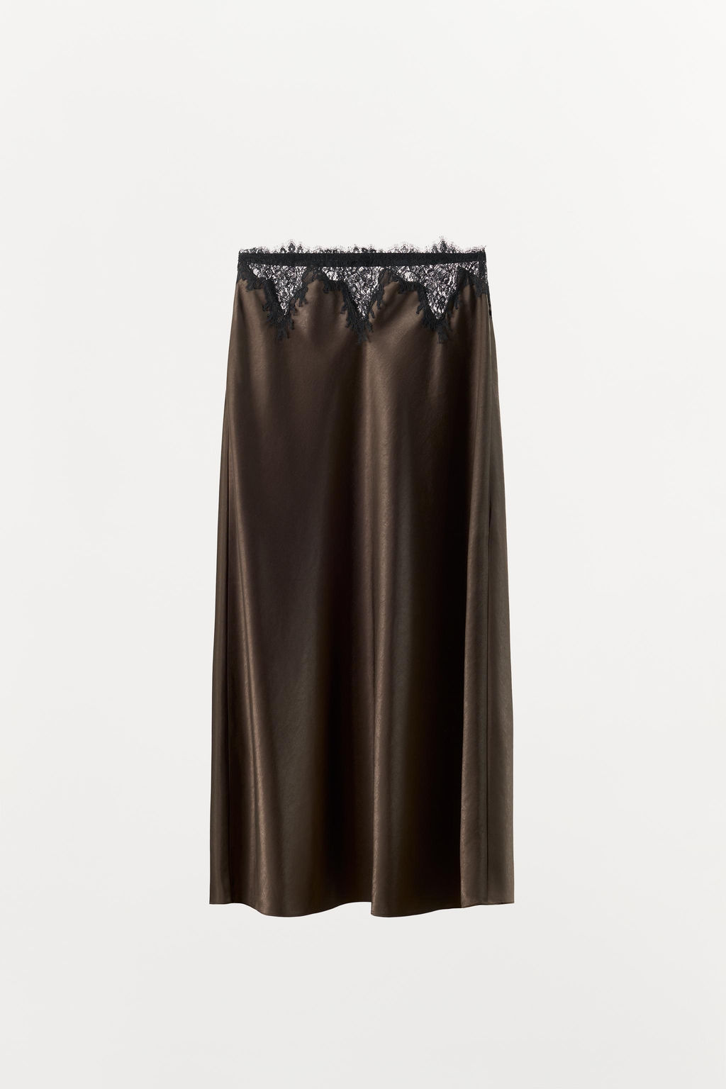 SATIN SKIRT WITH LACE TRIM - Zara фото 4