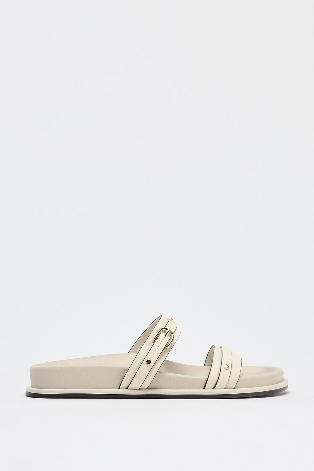 BUCKLED FLAT SLIDER SANDALS