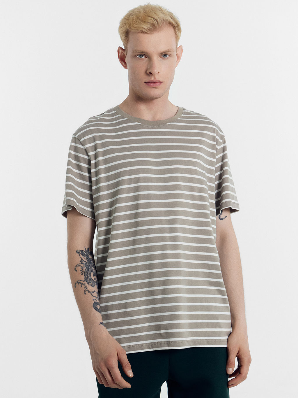 Футболка мужская кофейно-бежевая в белую полоску белая полоска на кофейном 111831 - Mark formelle фото 2