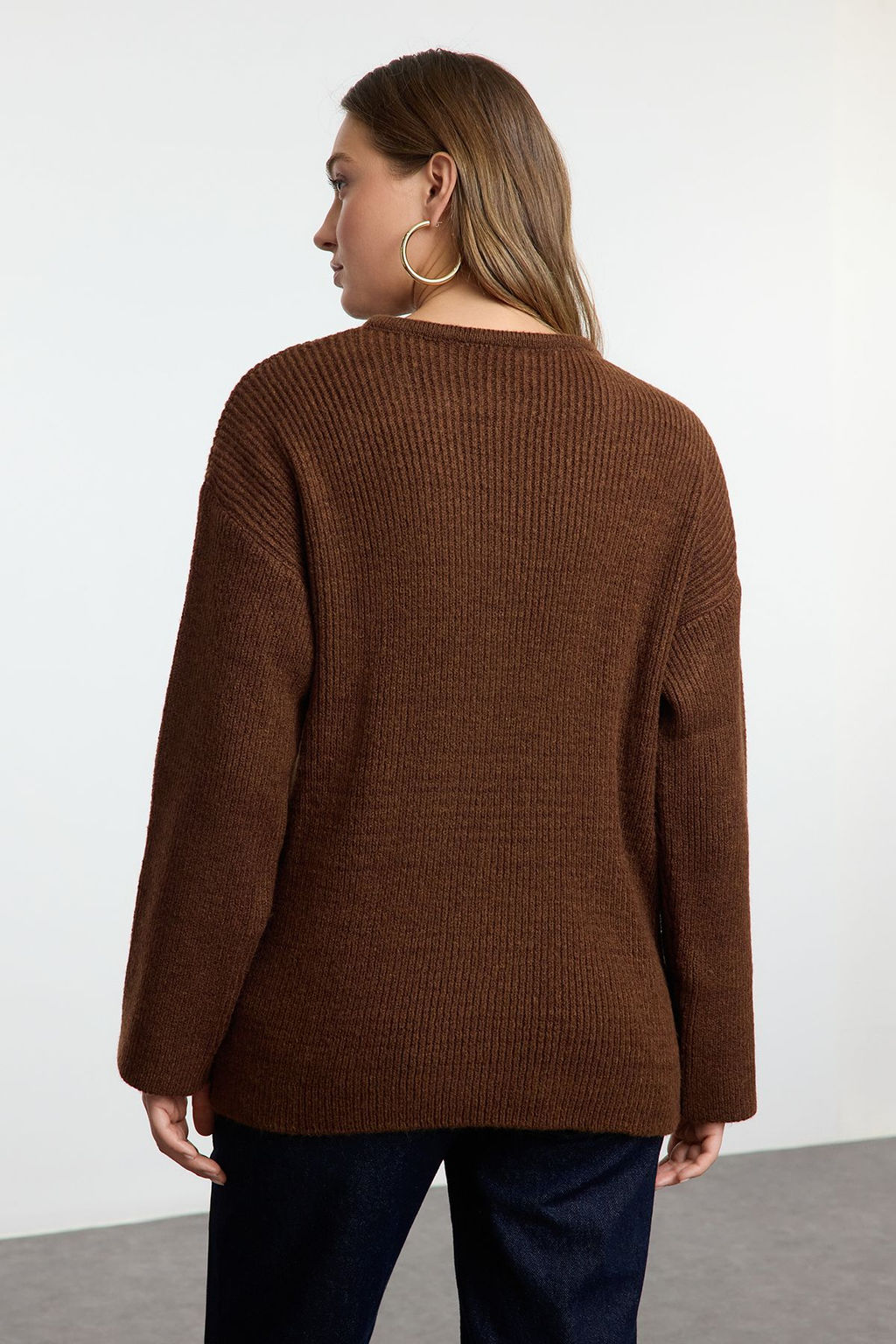 Kahverengi Yumusak Dokulu Kruvaze Triko H?rka TWOAW25HI00306 - Trendyolmilla фото 5