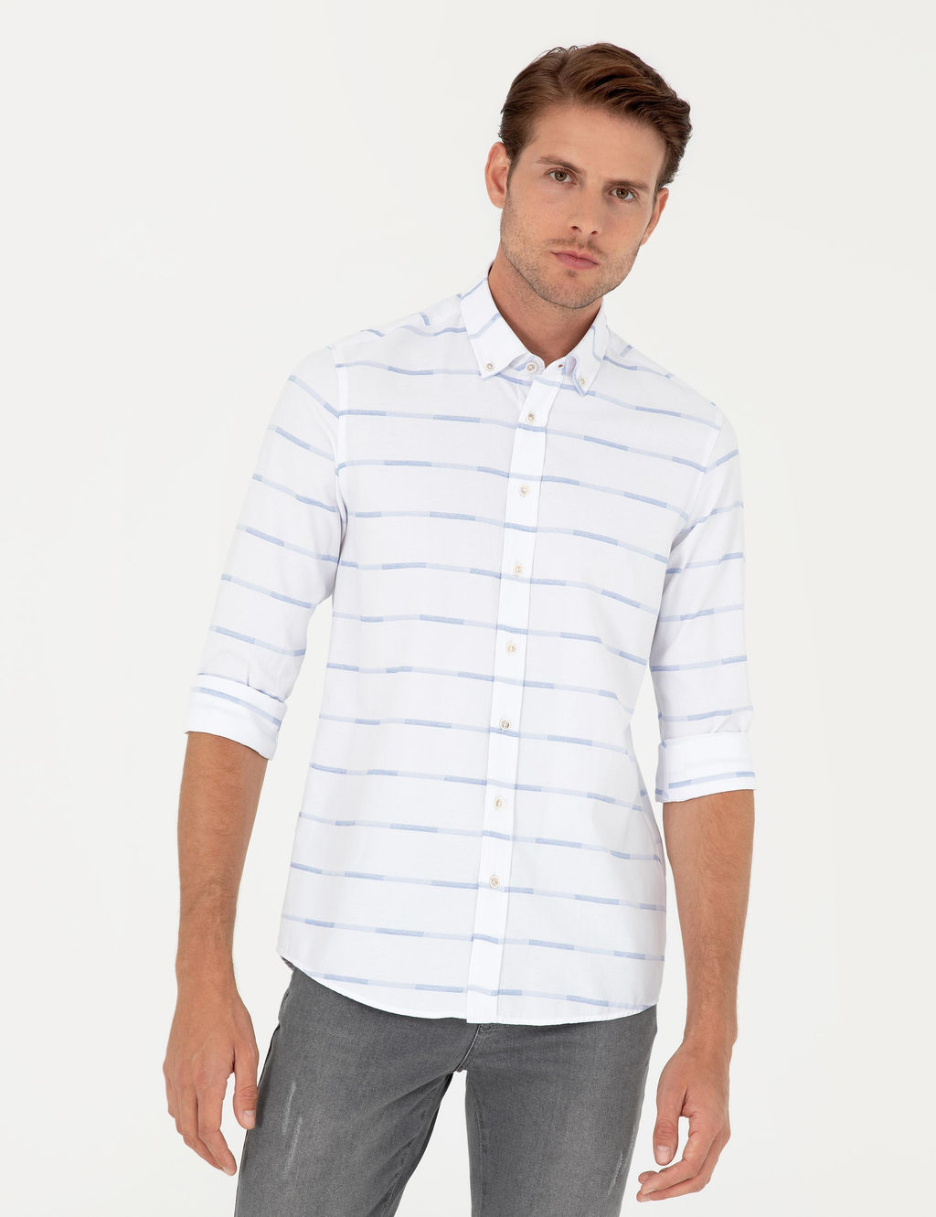 Mavi Slim Fit Uzun Kollu G_mlek