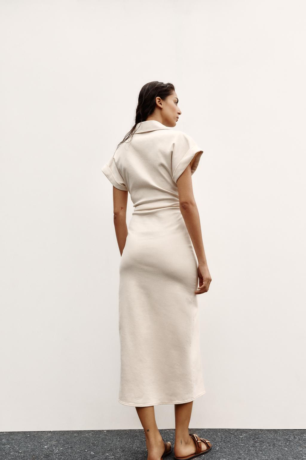 MIDI DRESS WITH GATHERED WAIST - Zara фото 6