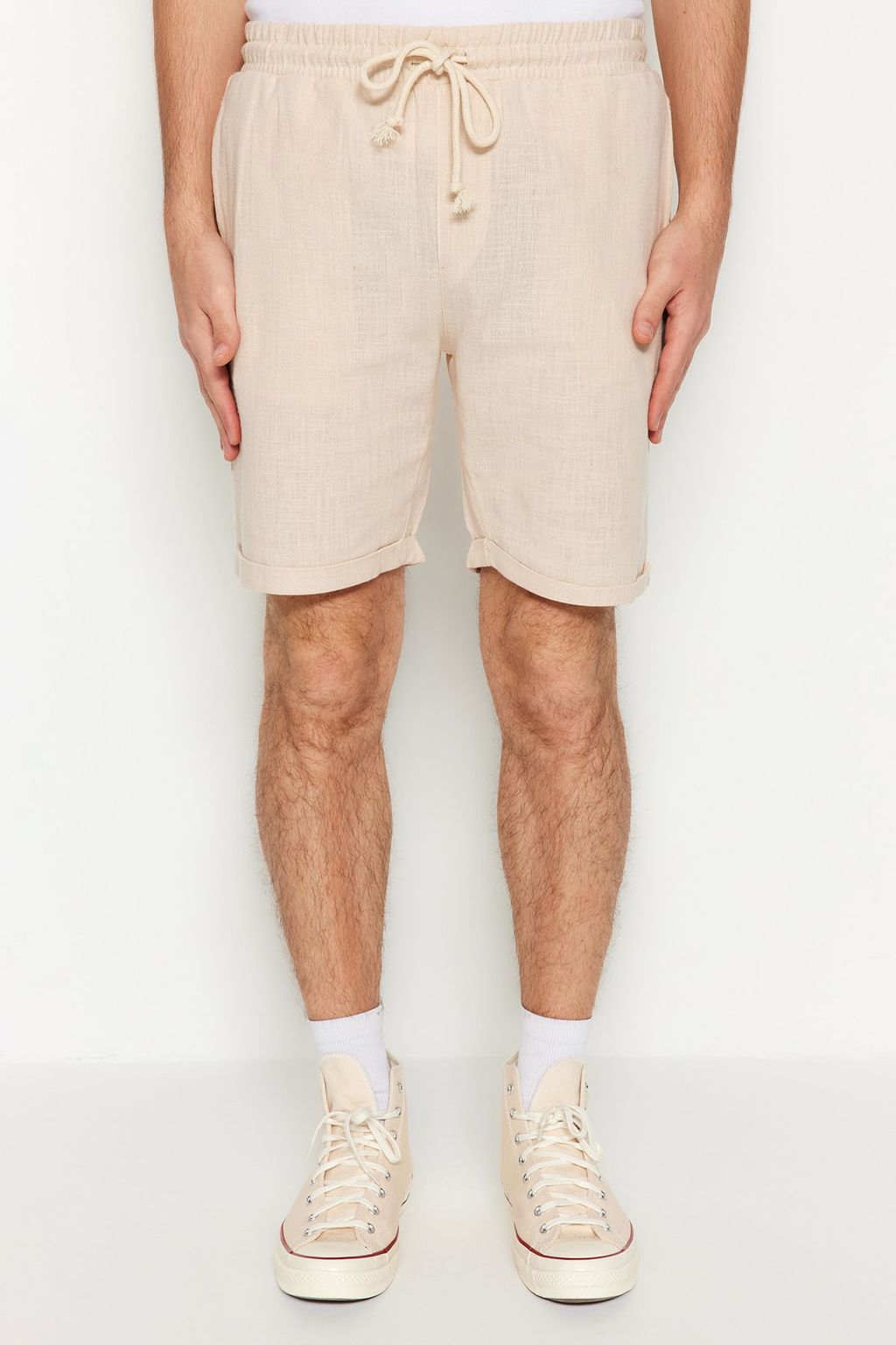 TRENDYOL MAN Ekru Regular Fit Keten Gorunumlu Sort TMNSS23SR00030 - Trendyolmilla фото 21