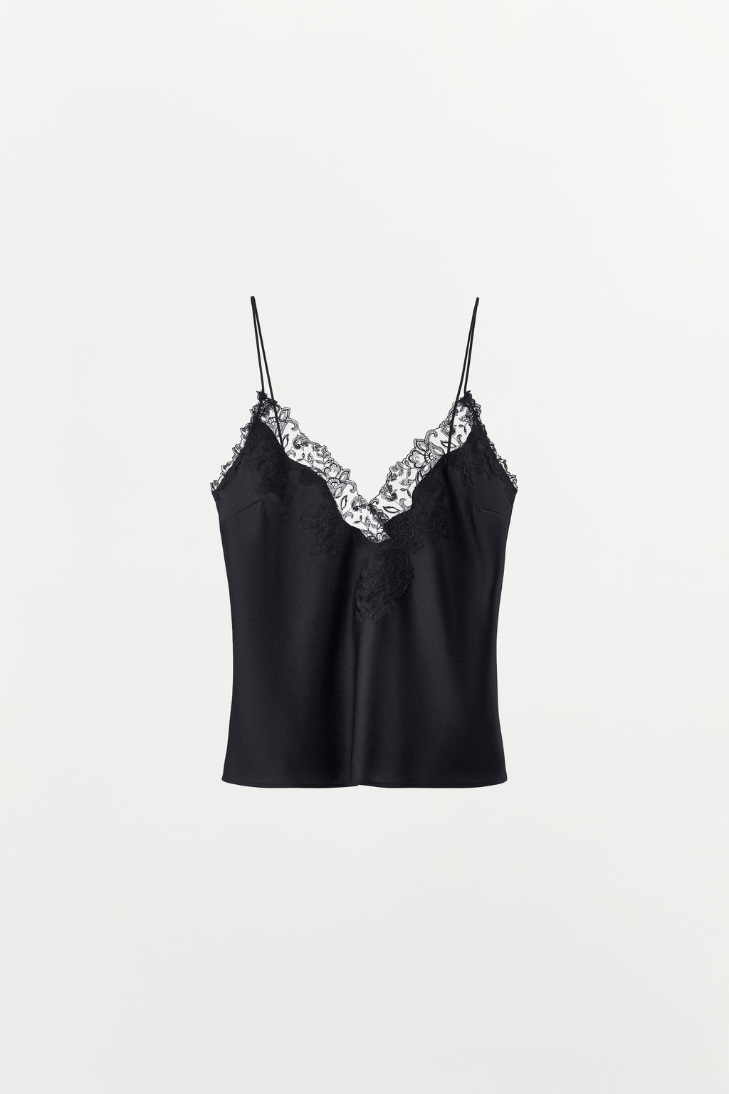 TOP SATINADO TIRANTES ENCAJE / Negro - Zara фото 6