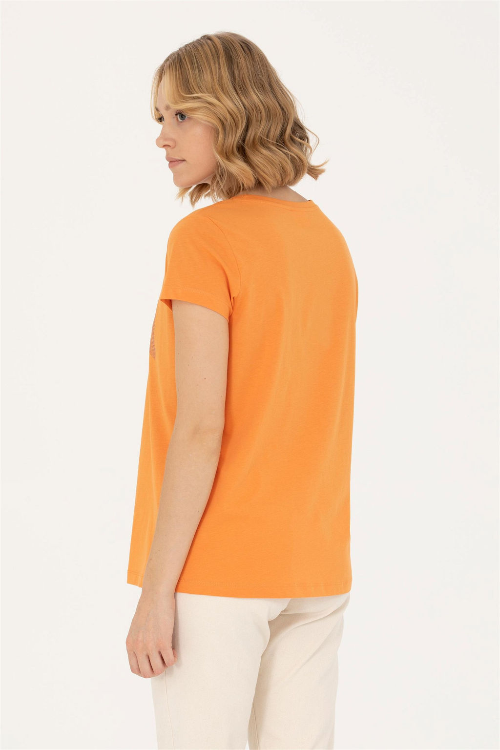 Женская оранжевая базовая футболка - U.s. polo assn фото 12