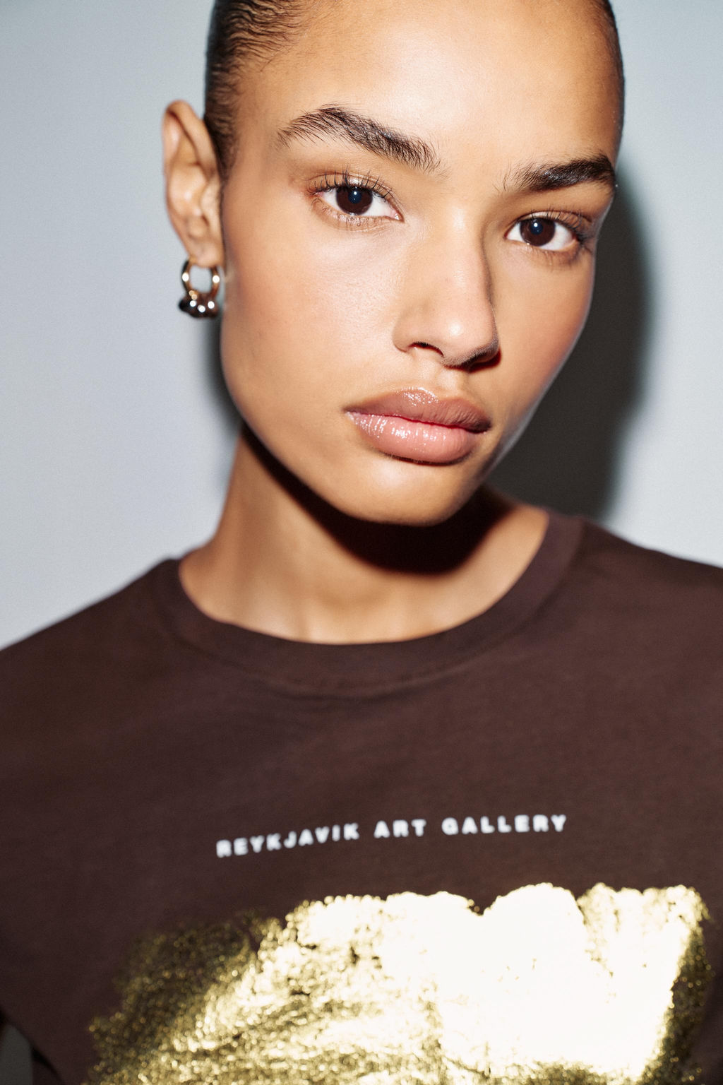 CAMISETA ESTAMPACI?N METALIZADA / Marr?n - Zara фото 4