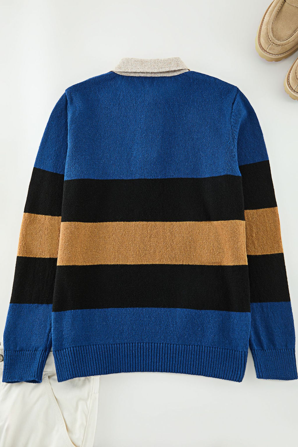 Trendyolmilla Man Cok Renkli Regular Polo Yaka Renk Bloklu Triko Kazak TMNAW25KZ00053  фото 8