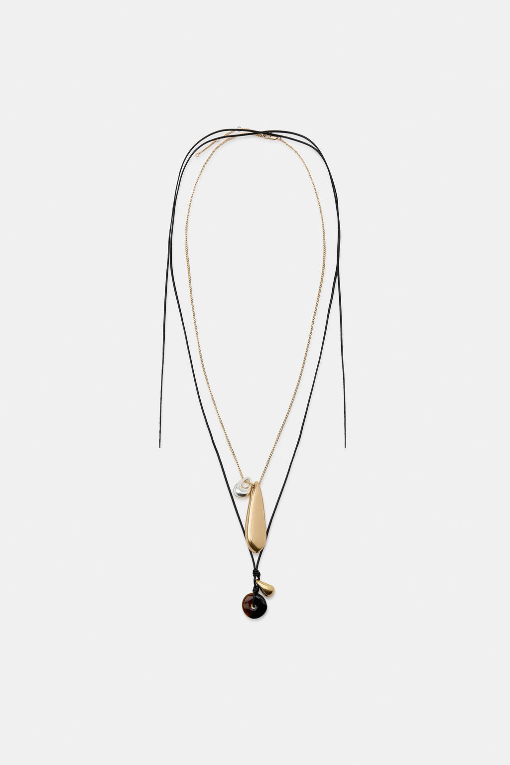 PACK OF 2 TEARDROP CORD NECKLACES - Zara фото 2