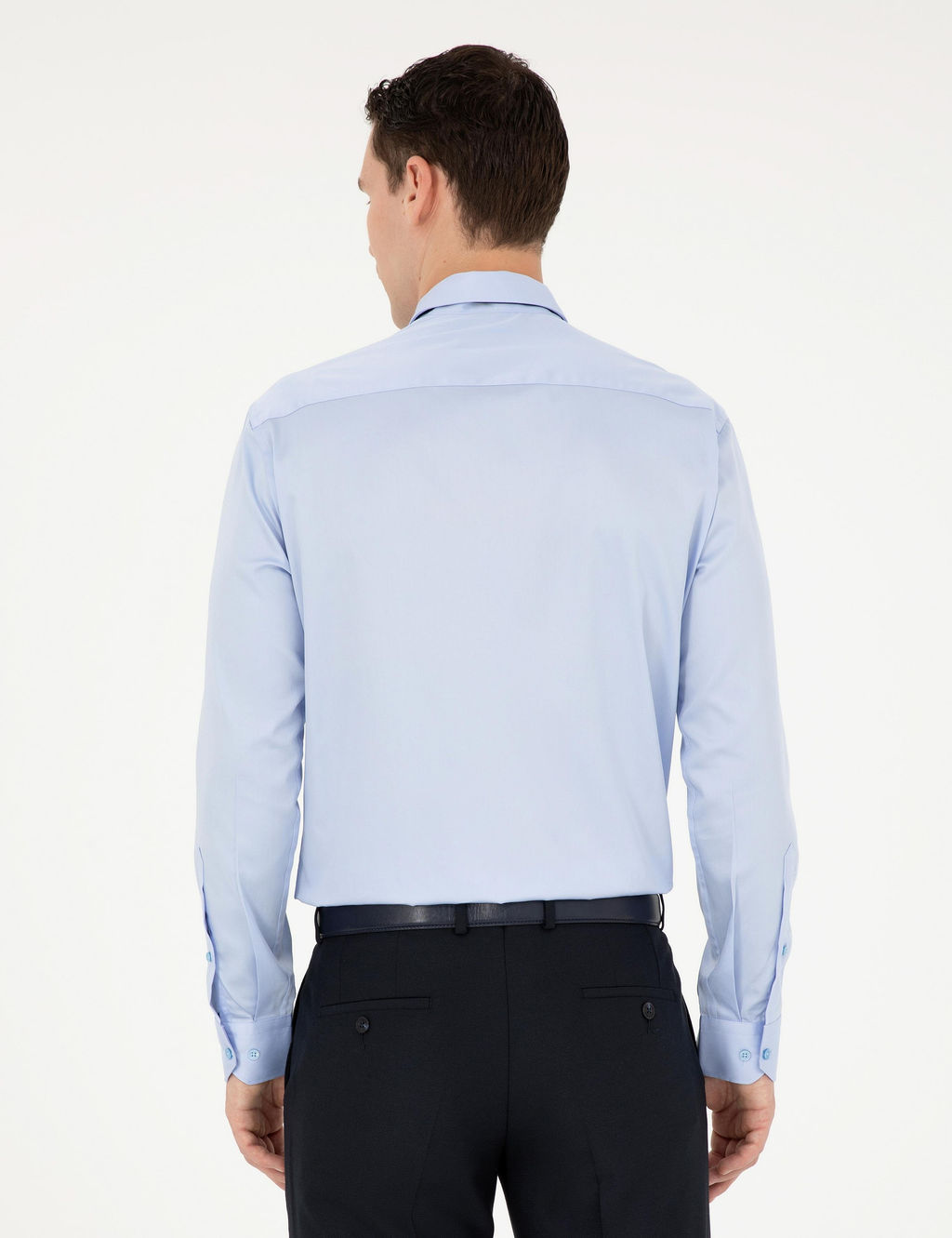 Koyu Mavi Slim Fit Uzun Kollu Basic G_mlek
