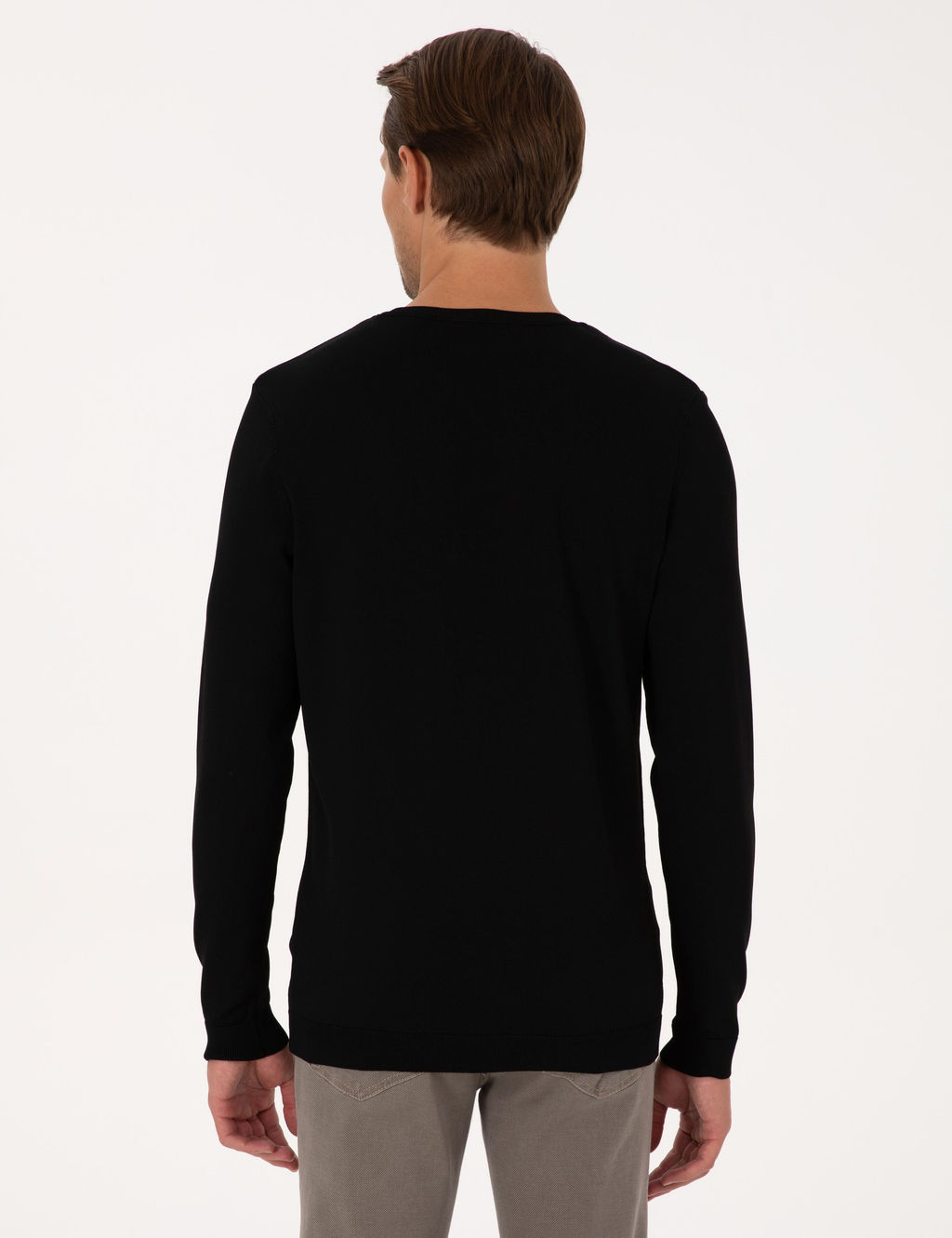 Siyah Slim Fit Bisiklet Yaka Triko Kazak - Pierre cardin фото 5