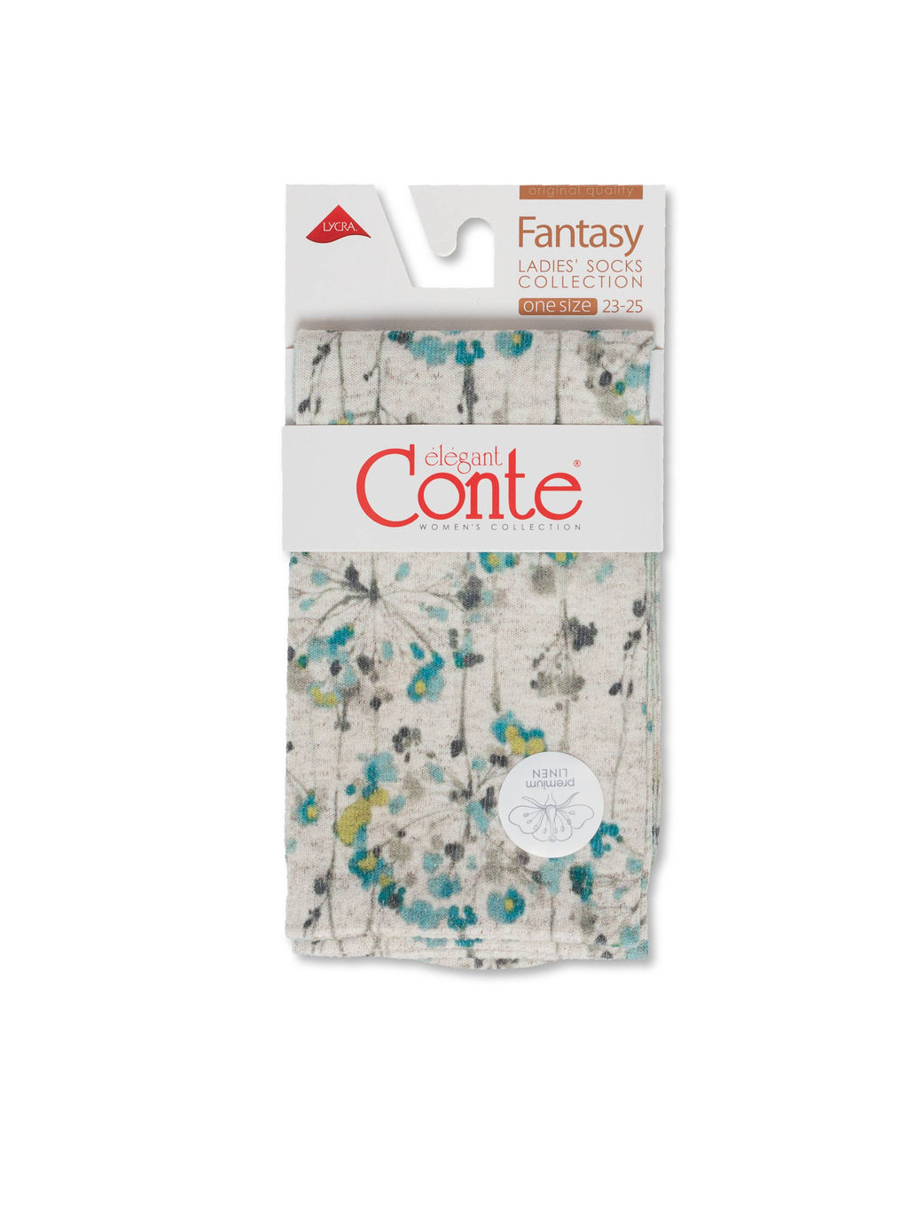 Цена за 2 пары. Носки Классические CONTE Носки с принтом FANTASY из смесовой пряжи с хлопком и льном бежевый - Conte elegant фото 12