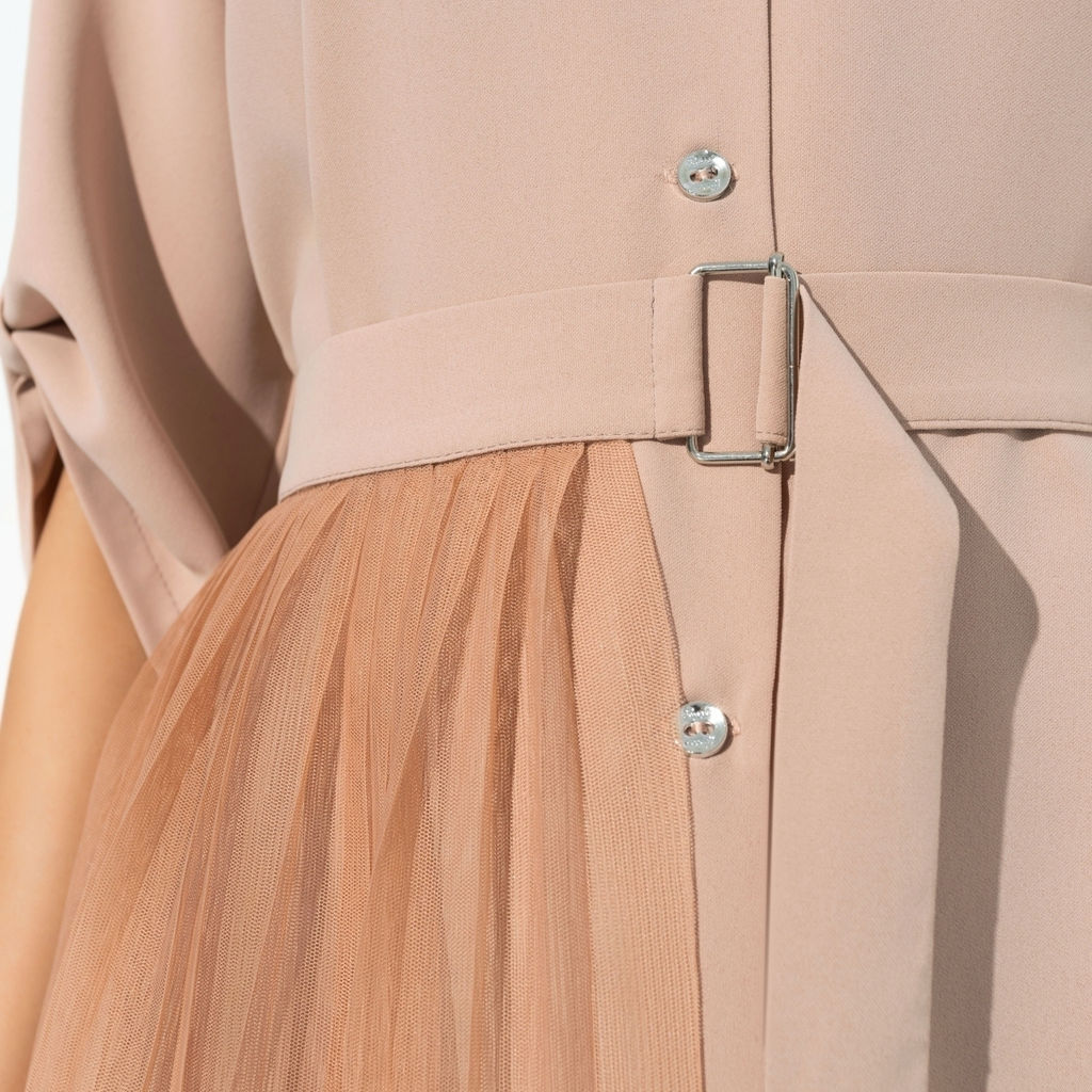 Платье-рубашка, Изящный облик (гламур, с баской) - Charutti фото 3