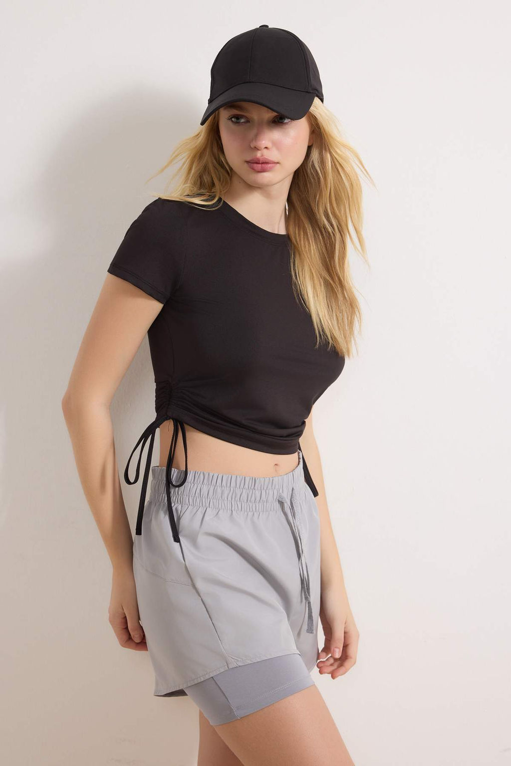 Ekru Buzgulu Baglama Detayl? Micro Kumas Orme Spor T-Shirt THMSS26TS00003 - Trendyolmilla фото 8