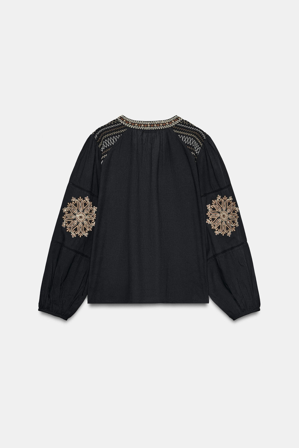 CAMISA BORDADOS FLORES / Negro - Zara фото 8