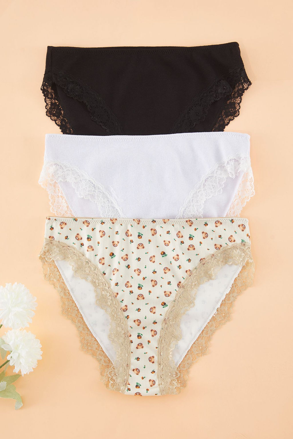 Trendyolmilla Gri-Cok Renkli 3lu Paket Fitilli Dantelli Klasik Orme Kulot THMAW25KU00015