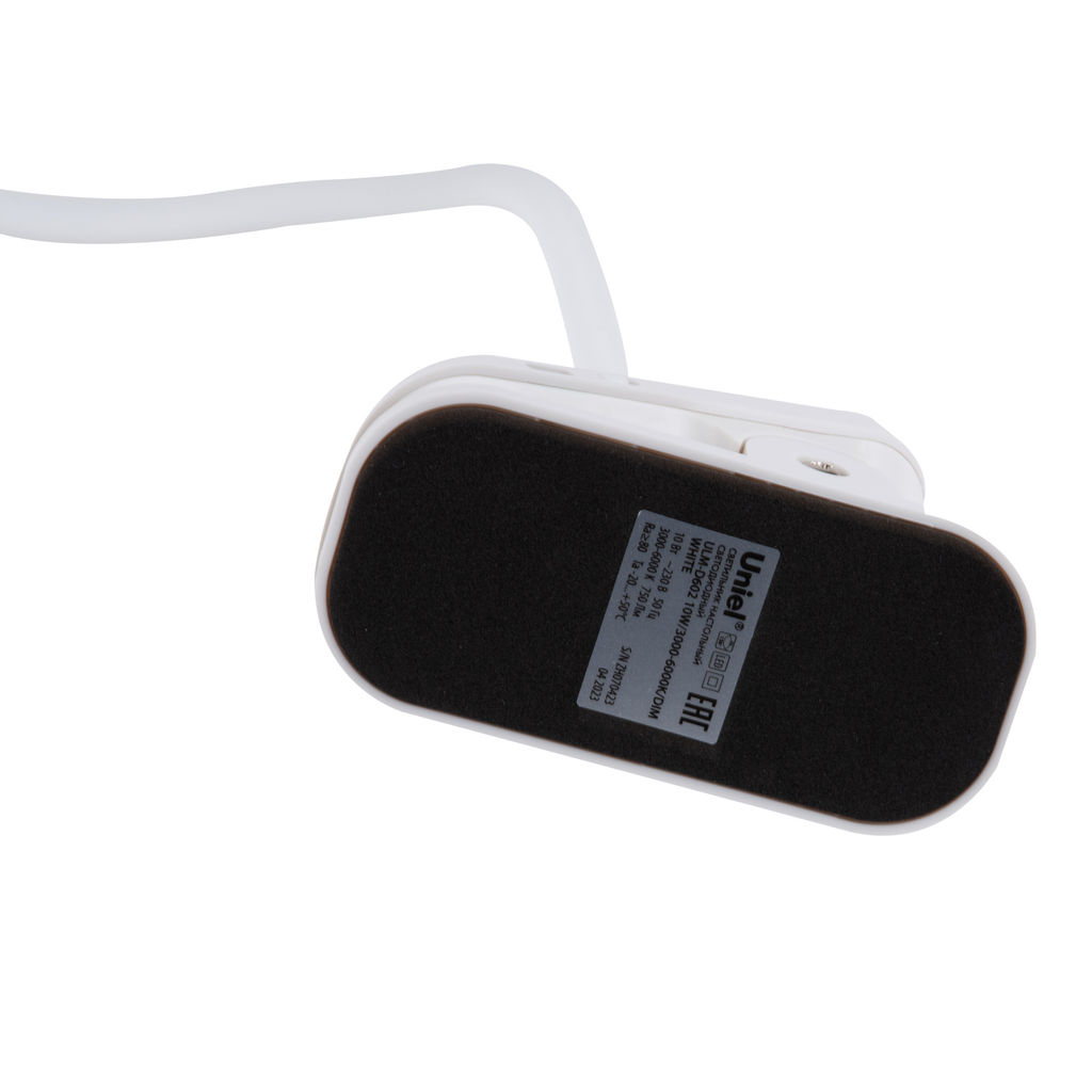 ULM-D602 10W/3000-6000K/DIM WHITE Светильник настольный светодиодный прищепка. Сенсорный выключатель. Диммер. Белый. TM Uniel
