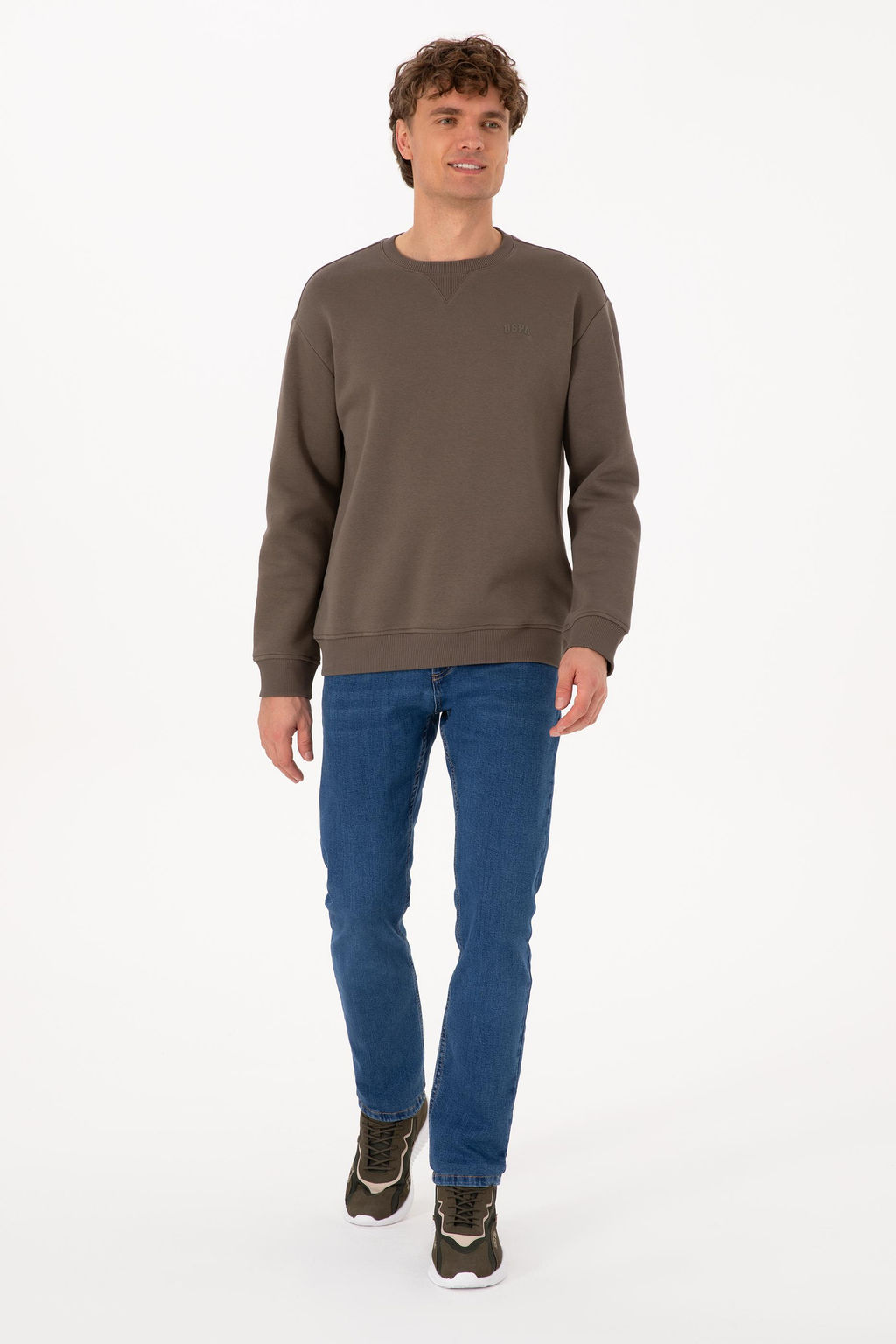 Erkek Vizon Basic Sweatshirt